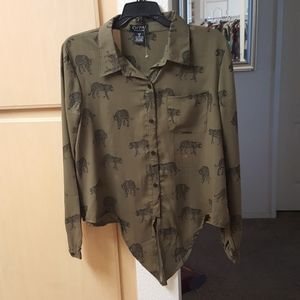 OPPA Long Sleeve Button Down Blouse